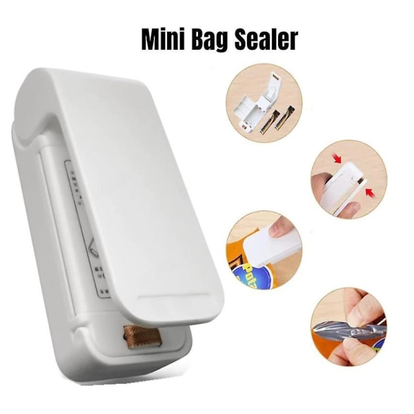 Mini Värmepåse Förpackningsförslutare Bärbar Plastpåse Clipförslutare Maskin Matförvaring Tätning Snackförslutare Köksredskap white