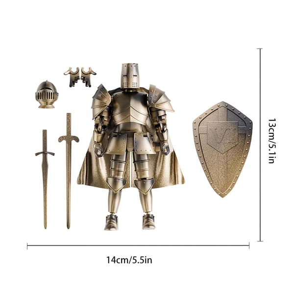 Middelalderlig ridder actionfigur med flere led, bevægelig rustningsmodel (samling påkrævet) Silvery