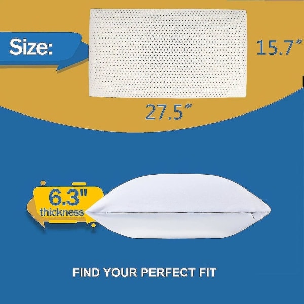 Alg 100 % Talalay latexkudde, extra mjuk latexkudde för sömn (queen size), sängkudde för rygg-, sido- och magsovare, hjälper till att lindra nackbesvär