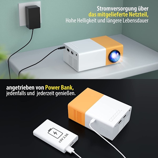 Minip投影機，LED 手機影片投影機 Full HD 家庭影院，適用於戶外 - WELLNGS