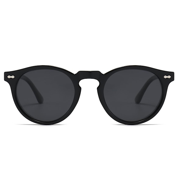 Polarisoidut aurinkolasit naisille, vintage pyöreät - klassiset retro pyöreät sävytetyt 90-luvun aurinkolasit unisex UV400-suoja Black grey
