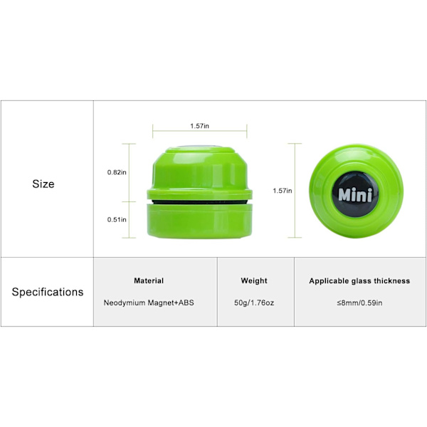 Mini magnetisk akvariebørste - Akvarierenser - Bærbar (grøn)