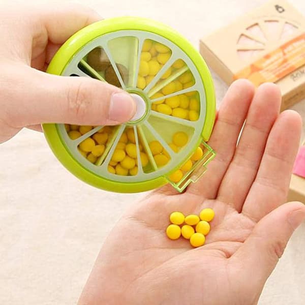 Pillerlåda Vitaminer Medicin Tablett Organizer Fodral Rund Medicinlåda-FA-