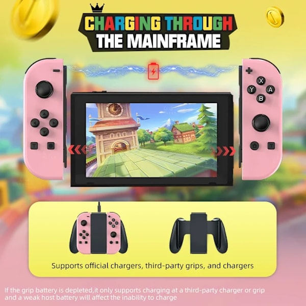 Nintendo Switch JOYCON-kompatibla handkontroller med RGB-belysning - Perfekt för NS-spel (vänster och höger) black gold