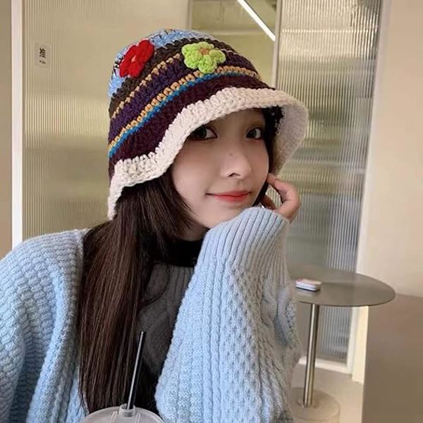 Dames Strikket Hatte Kasket Boho Strikkede Spandhatte Håndlavede Cloche Hæklet Hatte color