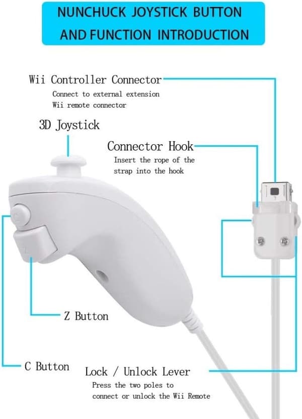Trådløs Wii Remote Controller & Nunchuk Sæt til Wii & Wii U, 2-pak-FA-