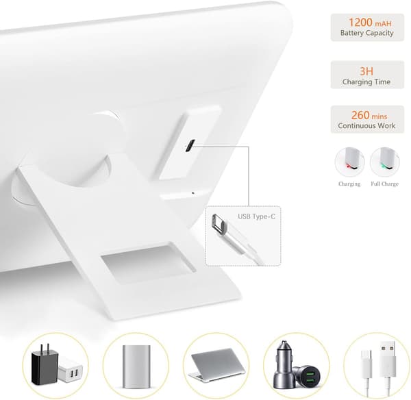 Makeup spejl med LED-lys, type-c, genopladelig-FA-