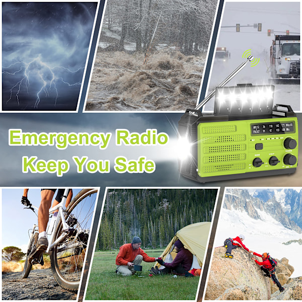 Kannettava hätäradio Solar Radio 8000mAh ladattava akku AM/FM-radio