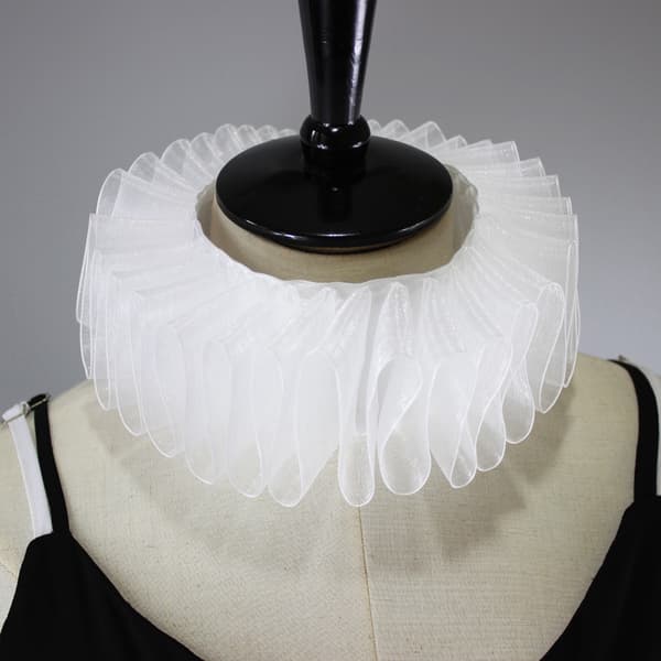 Dam Renaissance Elizabethan Ruffle Falsk Krage Chiffong Retro Clown Halskrås-FA-