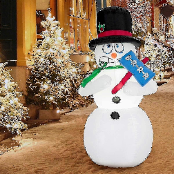180cm Oppustelig Snemand, Julefigur der Ryster, Juledekoration Figur med LED-Lys C