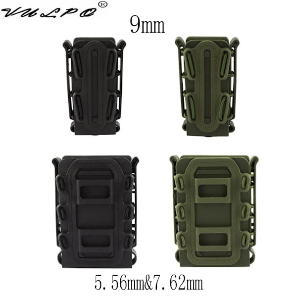 VULPO Taktisk 5,56 mm & 7,62 mm magasinpåse 9 mm pistol Molle Mag-påse Soft Shell Mag-påse 5.56 7.62 MAG BK