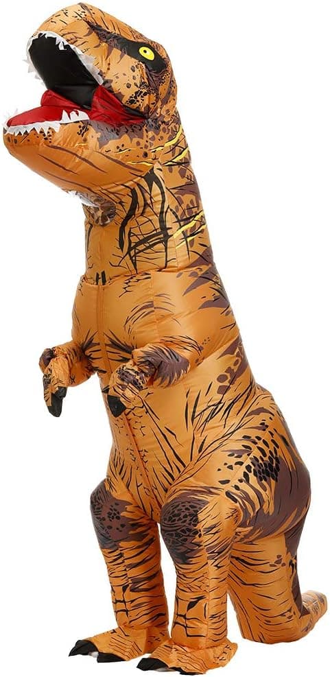 Oppustelig T-Rex Dinosaurkostume til voksne, brunt Halloween-kostume-FA-