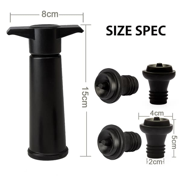 Vacu Vin Black Pump with Wine Bottle Stopper - Keeps Wine Fresh-FA-