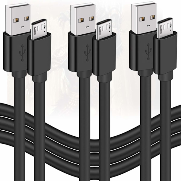 (3 stk.) PS4/PS5 Sony Playstation 4 opladerkabel til controller 3M (3-PACK) 3 meter