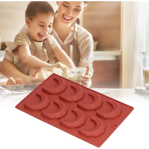 Form, 8-huls måneformet form 3-dimensionel chokoladekageform til hjemmebagning køkken