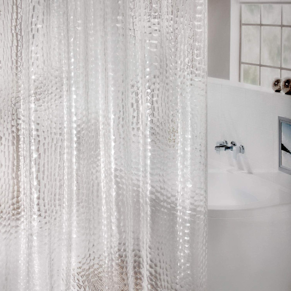 Transparent duschdraperi med viktmagnet i botten