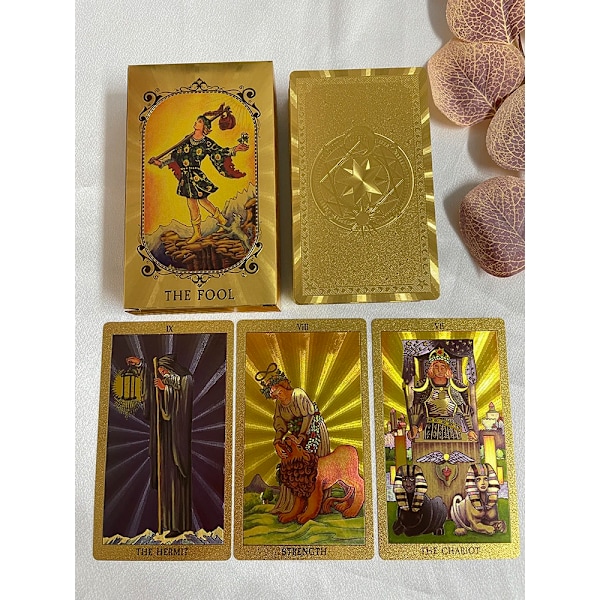 Golden Tarot 12x7cm Engelsk Lek Klassisk för Nybörjare med Färgpappersguidebok Högkvalitativa Inlärningskort Runor Divination A277