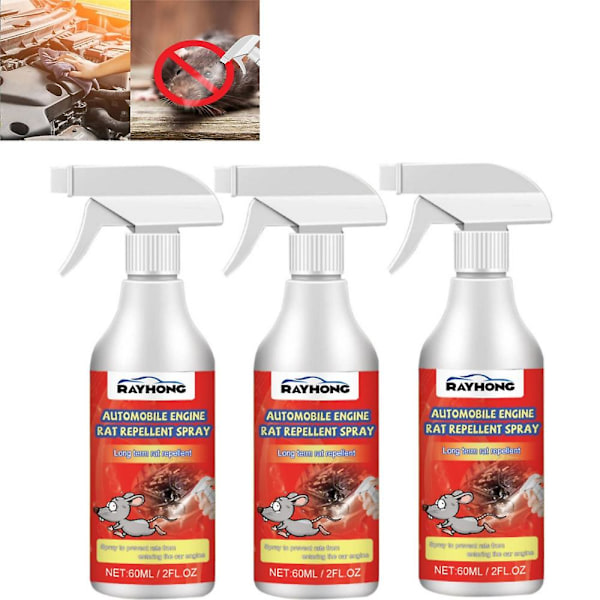 1-3X Uusi auton moottorin rotta ja hiiri karkote -suihke Luonnollinen ajoneuvon suoja 3pcs