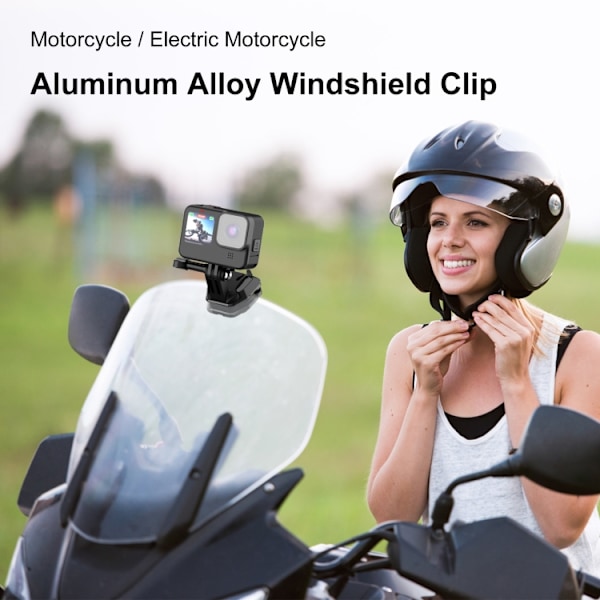 Motorsykkel Vindrute Action Kamera Festespenne for GoPro Hero12 Black / DJI Osmo Action 4 / Insta360 X4 / Ace Pro og Andre Actionkameraer