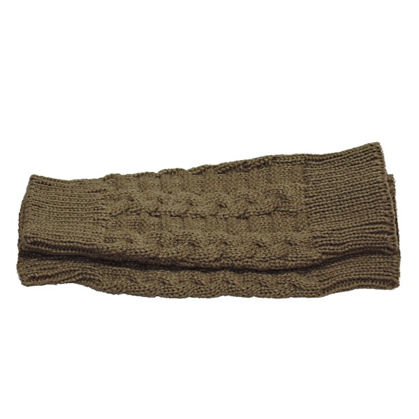 Strikket armvarmere, fingerløse & korte - Khaki [20cm] - Handled Khaki 25