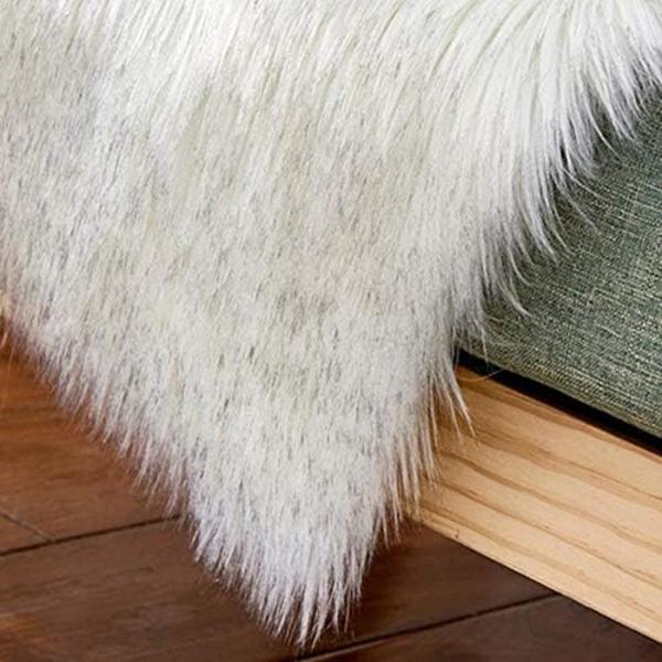 Fuskfårskinnsmatta Imitation Fleece Matta Fluffy Mjuk Långhårig