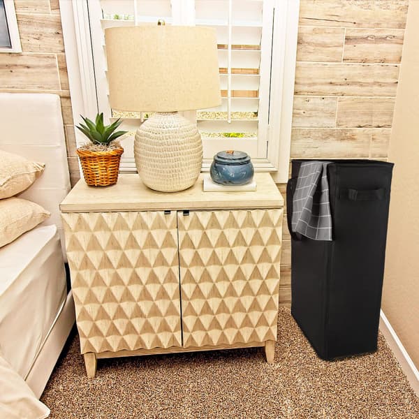 2-pack Slim Laundry Basket, Foldable Laundry Hamper, Thin Dirty Clothes Storage, Slim Foldable Laundry Bag, Space-Saving Basket-FA- Black