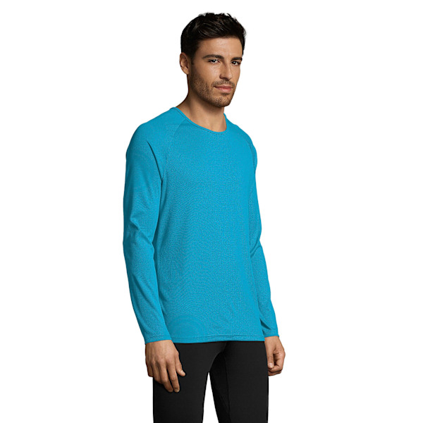 SOLS Herre Sporty Langærmet Funktionstrøje S Aqua Aqua Aqua S