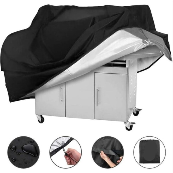 BBQ Grilldækken Vandtæt Støvtæt Overtræk til BBQ Grill - 210D Oxforddug 145x61x117cm Sort 1 stk-SS1-