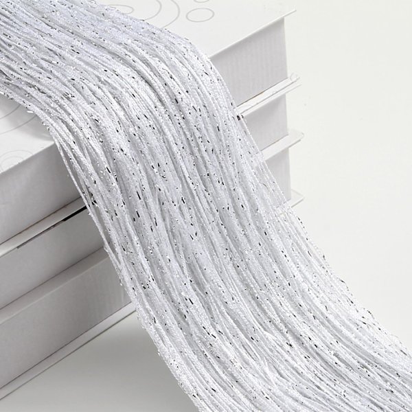 Stringgardiner Dörr Mygggardin, Elegant Fransgardin för heminredning, Rumsavdelare för dörrar och fönster, Vit (100x200cm)