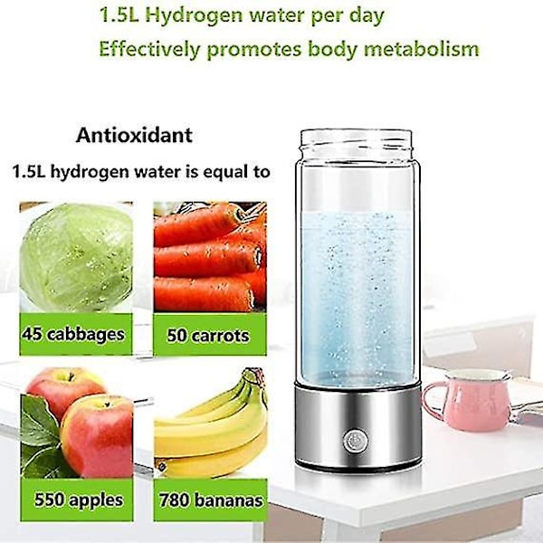 Hydrogen Generator Vannflaske, Ekte Molekylært Hydrogenrikt Vann Generator Ionizer Maker Maskin Flaske med SPE Chamber Technology Hydrogenvann