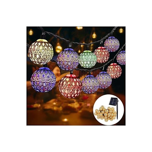 Marockanska solcellslampor för utomhusbruk, 5M 20 LED-slingor, 8 lägen vattentät belysning för trädgård, uteplats, gård, hem, festival, fest (Co