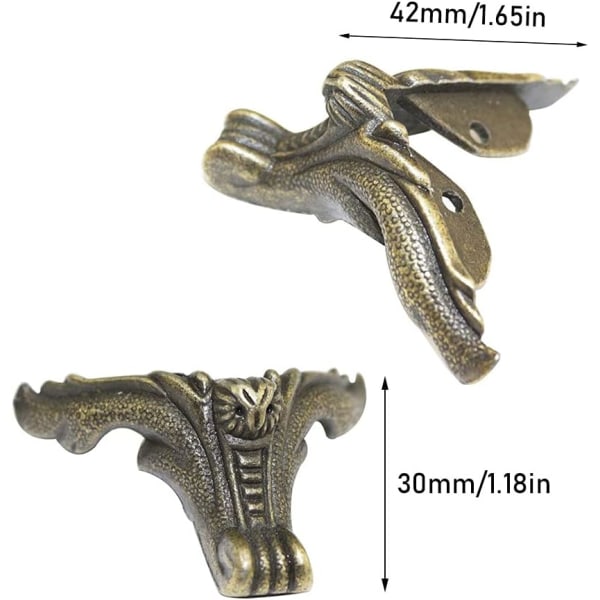 Antikke ben i messingboks, 4 stk møbelben i sinklegering, møbelben i sinklegering, for skrivebordssmykkeboks (grønn bronse) Sunmostar