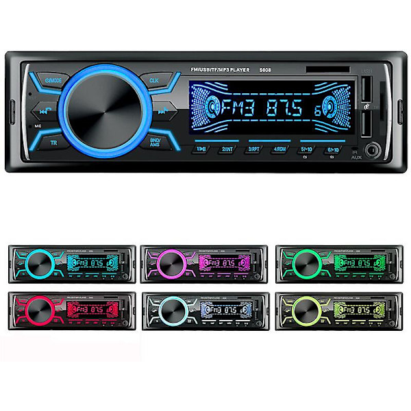 Autoradion Bluetooth, 1din Autoradion, 4x60w Autoradion 7 färger Fm Stereo Radio USB/sd/aux/eq/mp3 Player Pioneer Autoradion