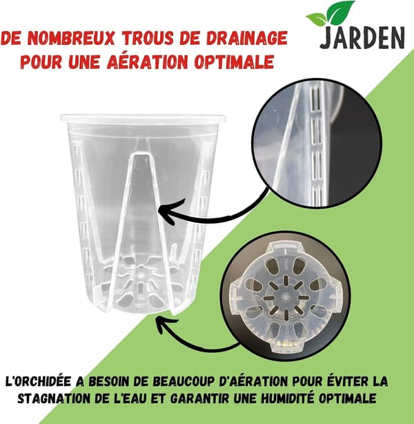 Sett med 3 orkidépotter i transparent hardplast, diameter 16 cm-FA7-