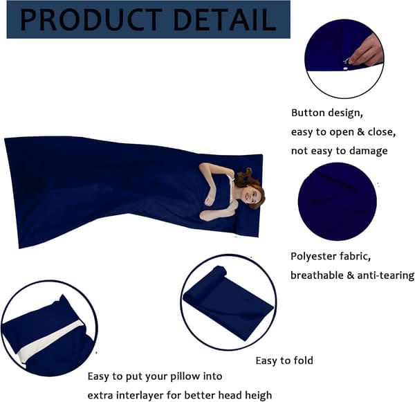 Reiselaken, Lettvekts Reiselaken Sovepose for Camping og Vandring, Marineblå, 90X220cm Blå Blå-FA- Blue 90*220cm