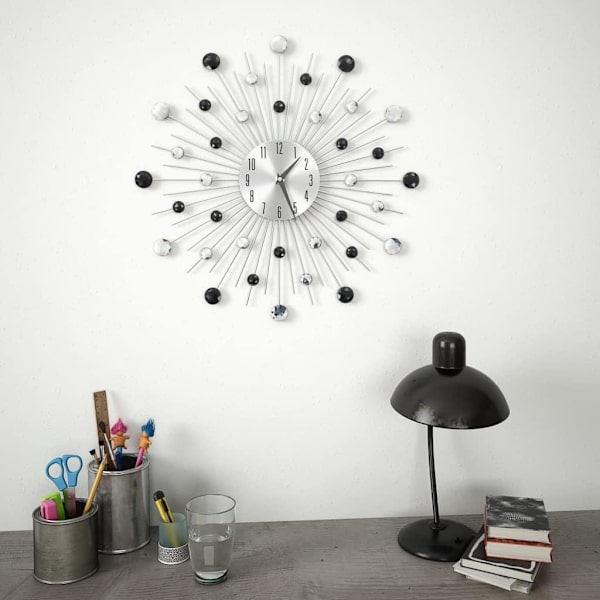 vidaXL Väggklocka med Quartz-urverk 50 cm modern design silver 1000