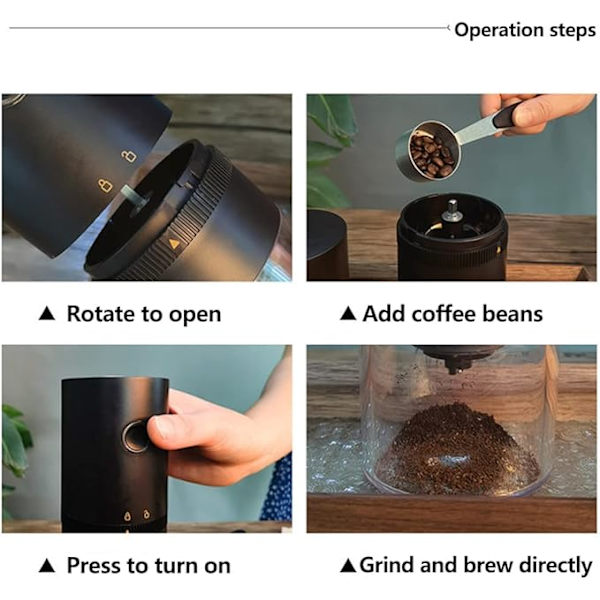 Liten burr kaffekvarn Elektrisk kaffebladskvarn Bärbar