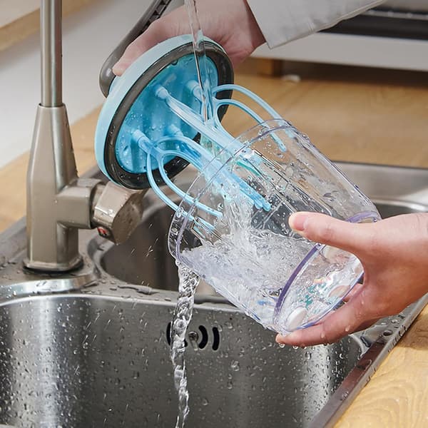 Plastic Whisk, Semi-Automatic Whisk, Milk and Egg Whisk, Kitchen Whisks for Whipping, Cooking, Baking and Frothing-FA- Blue