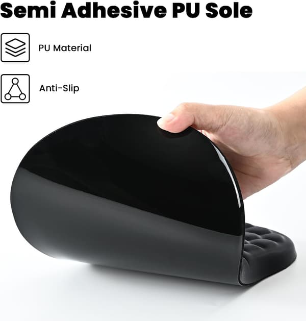 Svart ergonomisk massasje håndleddsstøtte musematte, Lycra-overflate, sklisikker PU-base, egnet for kontor- og spillbruk.-FA-