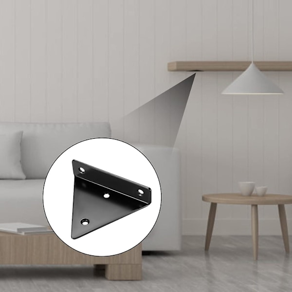 4-pack flytande hyllkonsoler, osynliga triangulära väggkonsoler, dolda väggkonsoler för hyllor, svarta