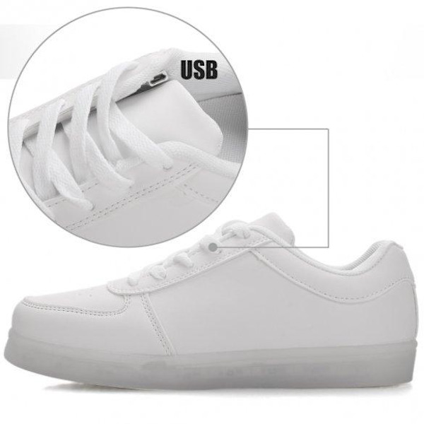 LED-sko sneakers Barn/Voksne, VITA - størrelse 27-45 Wh White Storlek 42 Vita