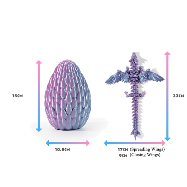 3D-trykt flyvende drager æg sæt prydnad charmerende mode dekorativ model til dreng pige kvinder mænd Silk Silver