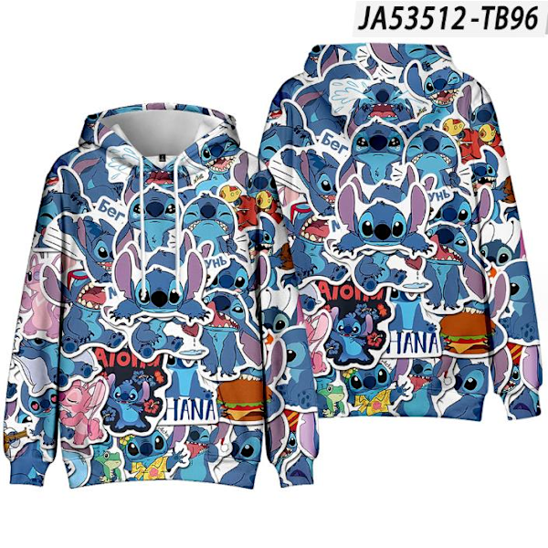 Barn 3D Stitch Hoodie Sweatshirt Långärmad Rock Present B