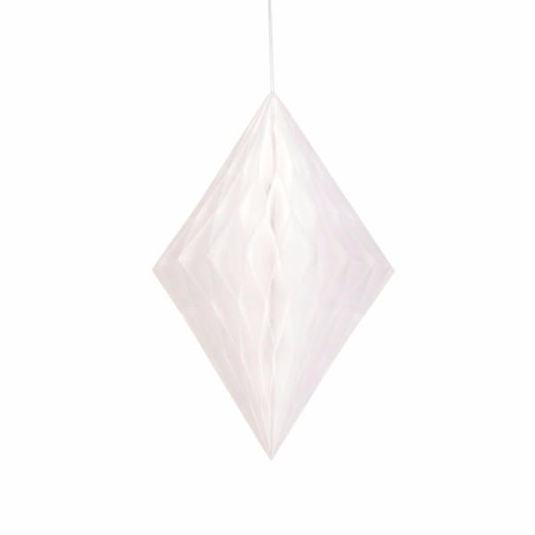 Unikke festdekorationer i form af diamanter i papir, til at hænge, One Size Hvid White One Size