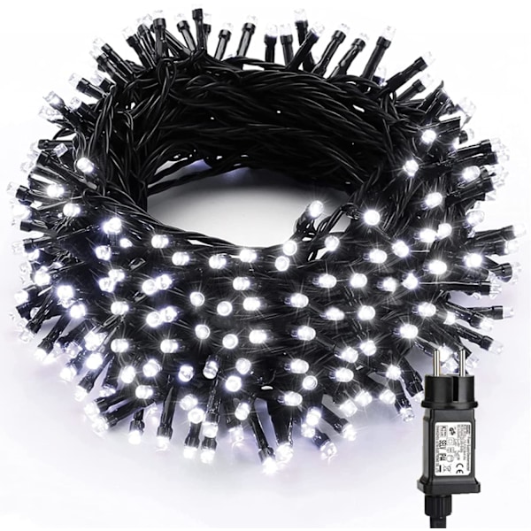 Fargerike utendørs lysstrenger, 30M 300 LED-lys 8 moduser Vanntette LED-lysstrenger for innendørs og utendørs, grønn ledning Yellow light