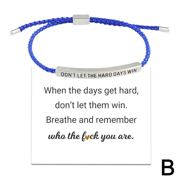 CTDWNT Låt inte de svåra dagarna vinna armband för kvinnor och män, Inspirerande Baolan onesize