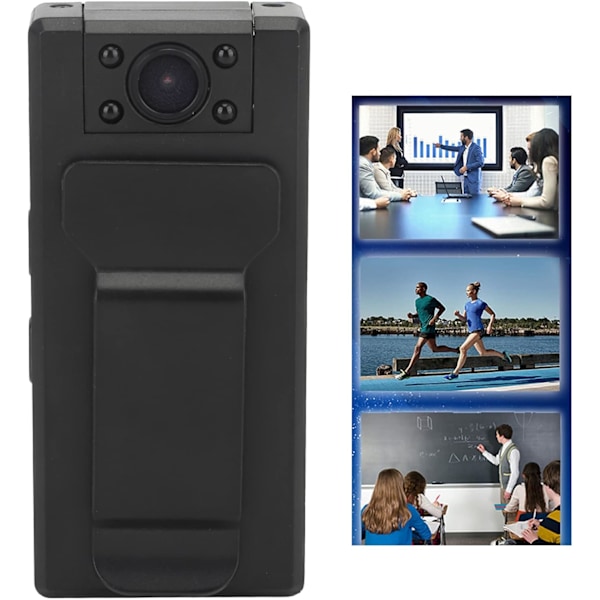 Minikroppskamera, bærbar ryggklipskamera HD 1080P Minikamera Videoopptaker Bærbar utendørs sportskamera for løping Hund Promenader Fotturer Fiske