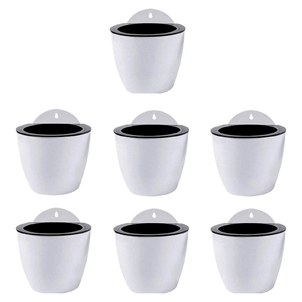 7pack/lot Premium Resin itsekasteltava kasvi- ja kukkaruukku, tyylikäs white 110