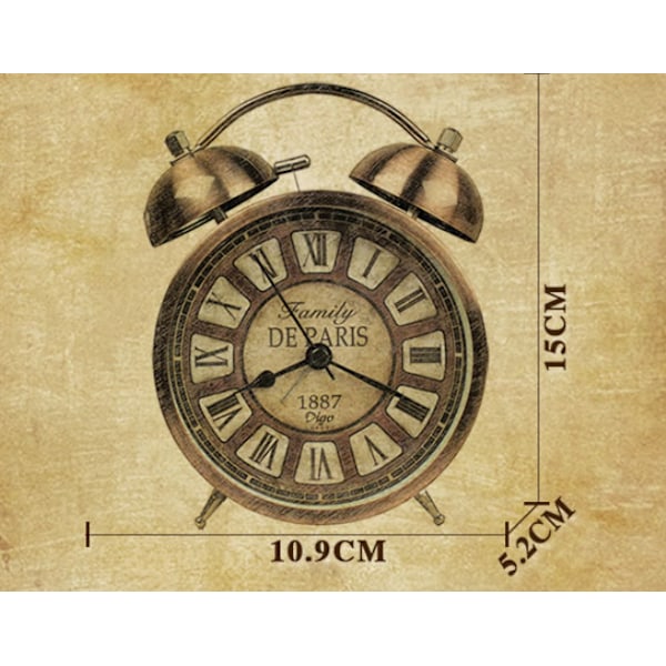 Klassisk klokke med klokke, vintage retro stille vekkerklokke, Lumin