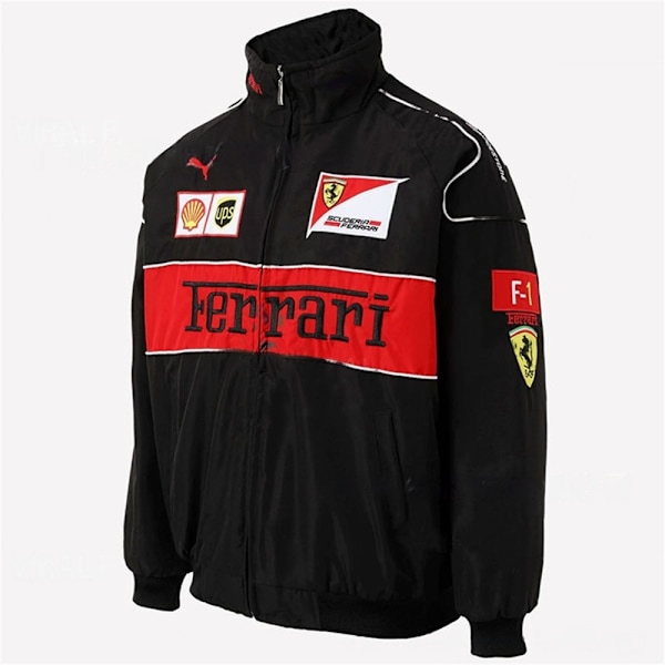 2023 Ferrari Svart Broderi Eksklusiv Jakkesett F1 Team Racing Svart Svart Black S Black